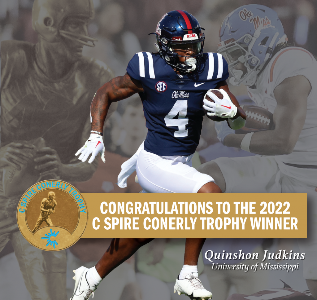 Quinshon Judkins wins the 2022 C Spire Conerly Trophy Mississippi